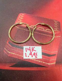 14K Yellow Gold Hoop For Wedding 1.9Gr