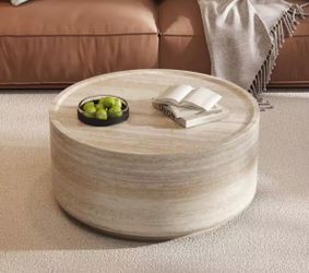 Modern Faux Marble Drum Coffee Table – Brand New