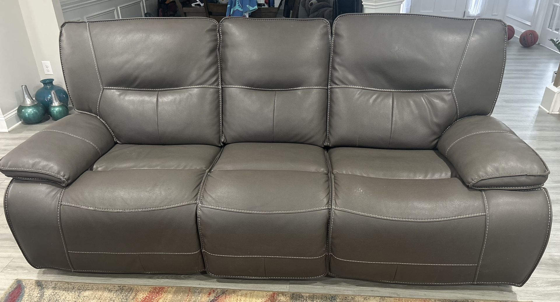 Power Recliner , Faux Leather Sofa / Couch