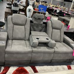 Grey Micro Fiber Reclining Set !  $289 A Month ! 