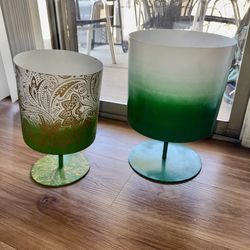 Unique Green Metal Planters Set