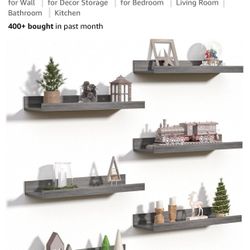 6 Piece Floating Shelves - Gray, White And Brown