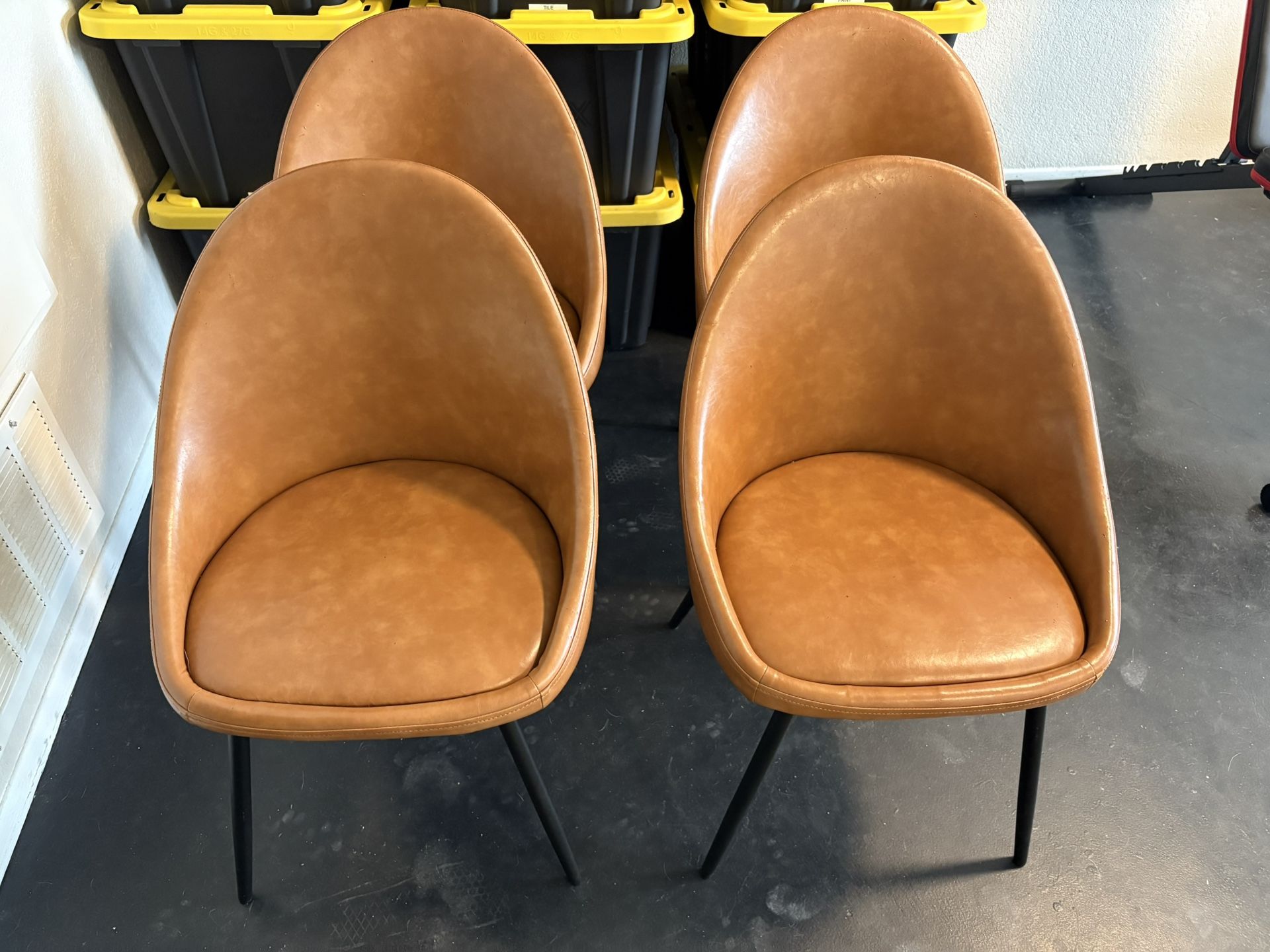 4 Brown Faux Leather Chairs