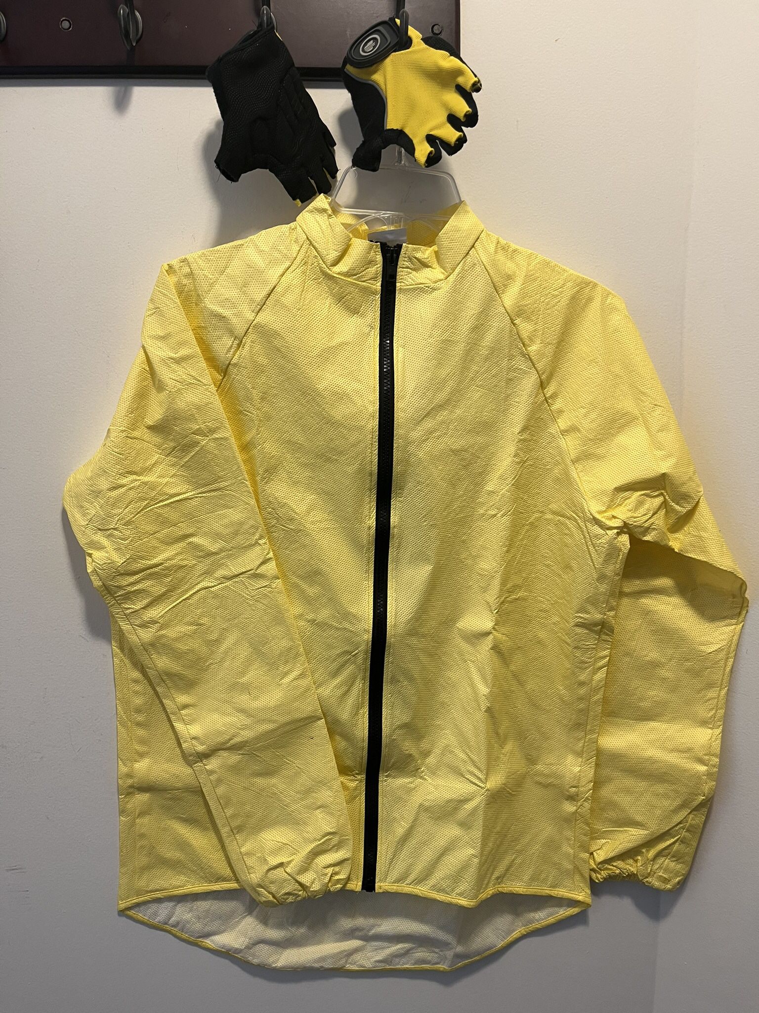 Rain Jacket, Bike Gloves,  T-Shirt