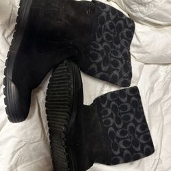Coach Wool and Leather Boots