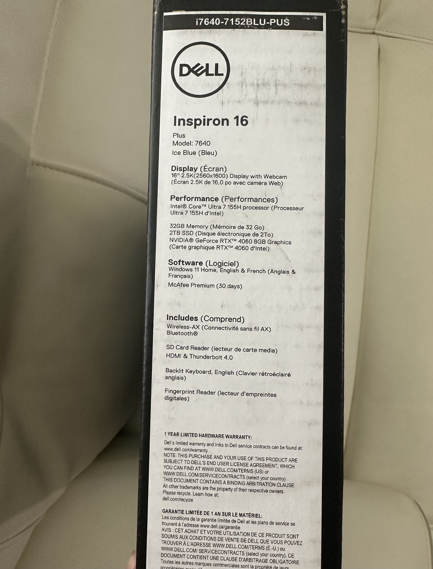 Dell Laptop Inspiron 16 Plus 7640 de 32 GB, SSD de 2 TB.
