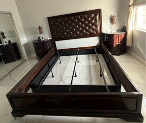 King bed with side rail Leather and real Wood
