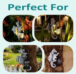 Goodeco Dragon Tree Hugger Solar Lantern Garden Statue - 9.3 Inch Resin Dragon Decor for Outdoor Garden Patio New in Box - Gift