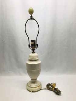 Wedgewood Queensware Embossed Urn Lamp with Onyx Base & Finial 22” Tall