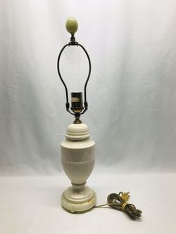 Wedgewood Queensware Embossed Urn Lamp with Onyx Base & Finial 22” Tall