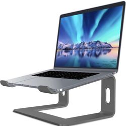  Laptop Stand, Aluminum Computer Riser, Ergonomic Laptops Elevator for Desk, Metal Holder Compatible with 10 to 15.6 Inches Notebook Computer, Grey