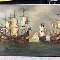 Naval Ship Battle Painting 