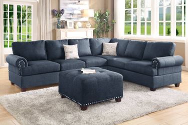 New 2 Piece Blue Sectional Sofa