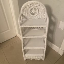 Vintage 4-Tier Wicker Shelf