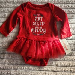 Cat And Jack Eat Sleep And Be Merry Onsie Dress