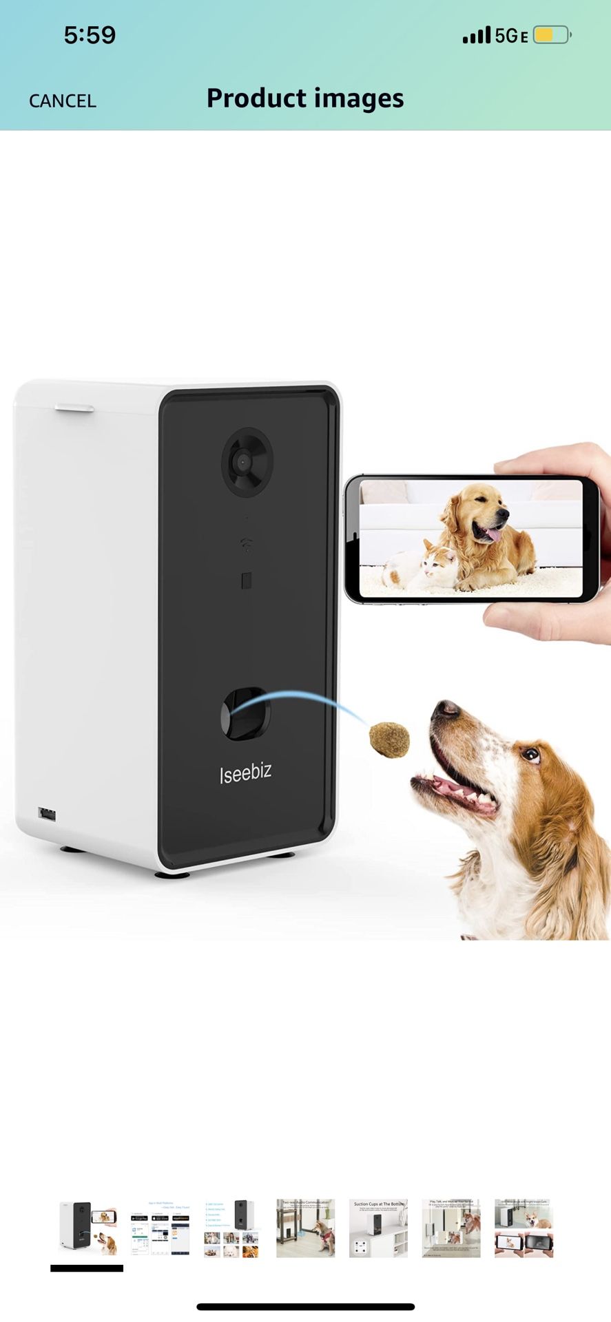 Iseebiz Pet Camera And Treat Dispenser