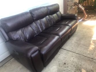 Geniune Leather Couch Power Recliner with 3 Functions.