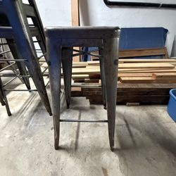 Set Of 4: Tolix Bar Stools, Industrial Gunmetal