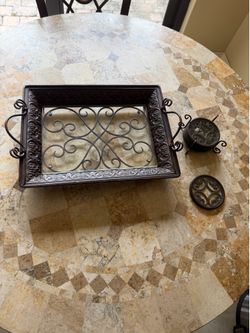 Tray with matching 4 coasters