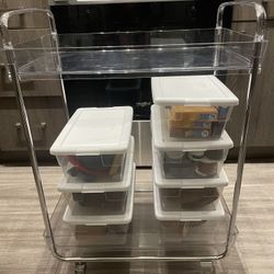 The Container Store Rolling Cart (plus organizer boxes)