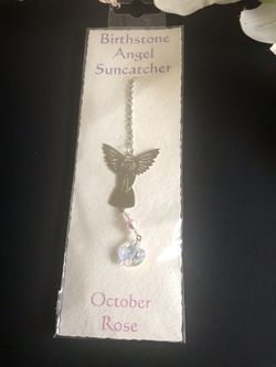 Birthstone angel suncatcher October rose Swavorski crystal