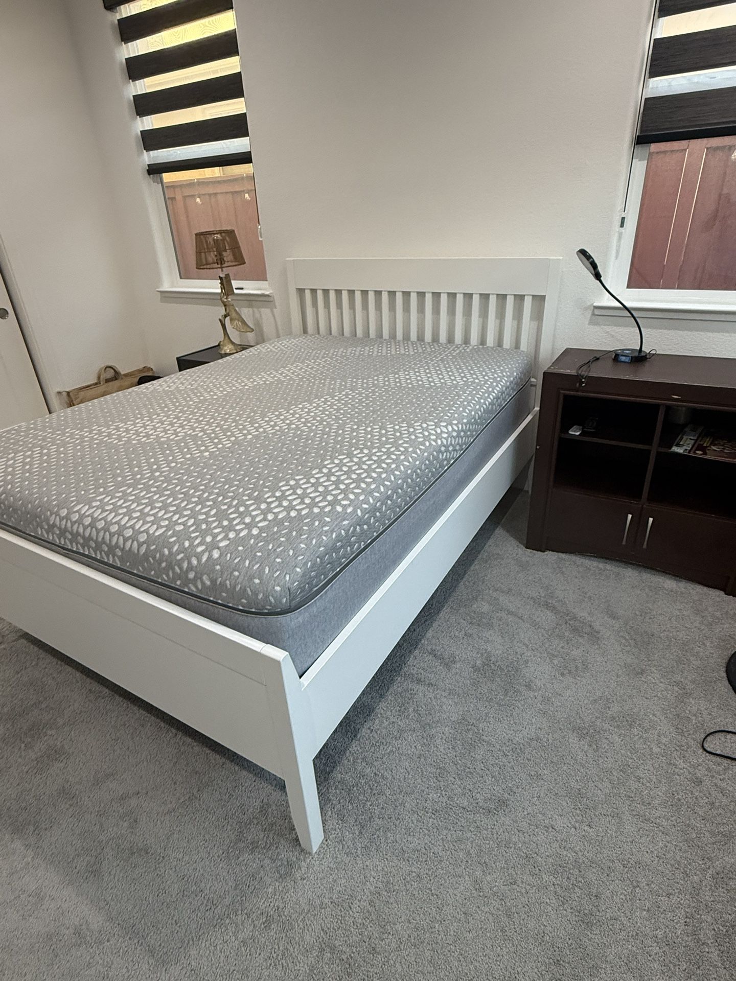 White Bed Frame with Mattress