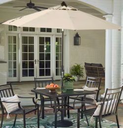 allen + roth 9-ft Aluminum Tan Slide-tilt Market Patio Umbrella