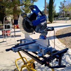 Kobalt 12 In 15 Amp Dual Bevel Sliding Compound Corded Saw With DeWalt Stand. In Great Condition!