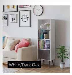 Homfa 4 Tier Bookshelf in 3 Different Colors (White and Gray)