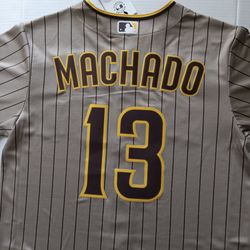 Size S Manny Machado San Diego Padres Nike Men's Tan Pinstripe Jersey