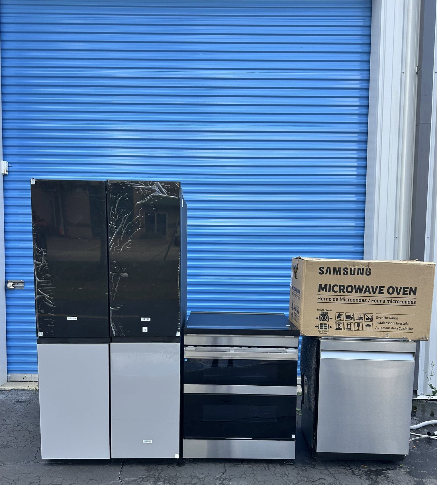 Samsung bespoke full kitchen, new (COMBO SET, PACKAGE ) refrigerator 4 doors induction stove, microw