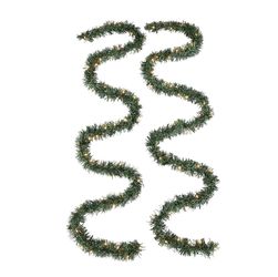 2 Piece Set 18 feet Christmas Garland with Pre Strung Lights, Holiday Decor