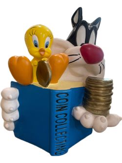 Warner Bros Vintage Piggy Bank Sylvester And Tweety Bird 