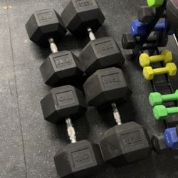 125 Lb and 110 Lb Rubber Hex Dumbbell Set