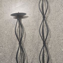 Set Of 2 Spiral Pillar Black Wire Candle Stick
Holder 14.5" & 10"