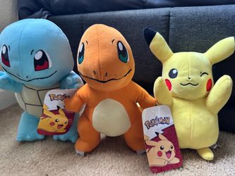 Pokemon plush bundle of 3 Charmander, Pikachu, Squirtle Plus Minecraft #pokemon #plush