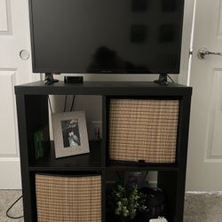 Dresser with Bins and Television