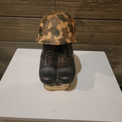Vintage Kentucky Burbon Soldier boots and Helmet bottle
