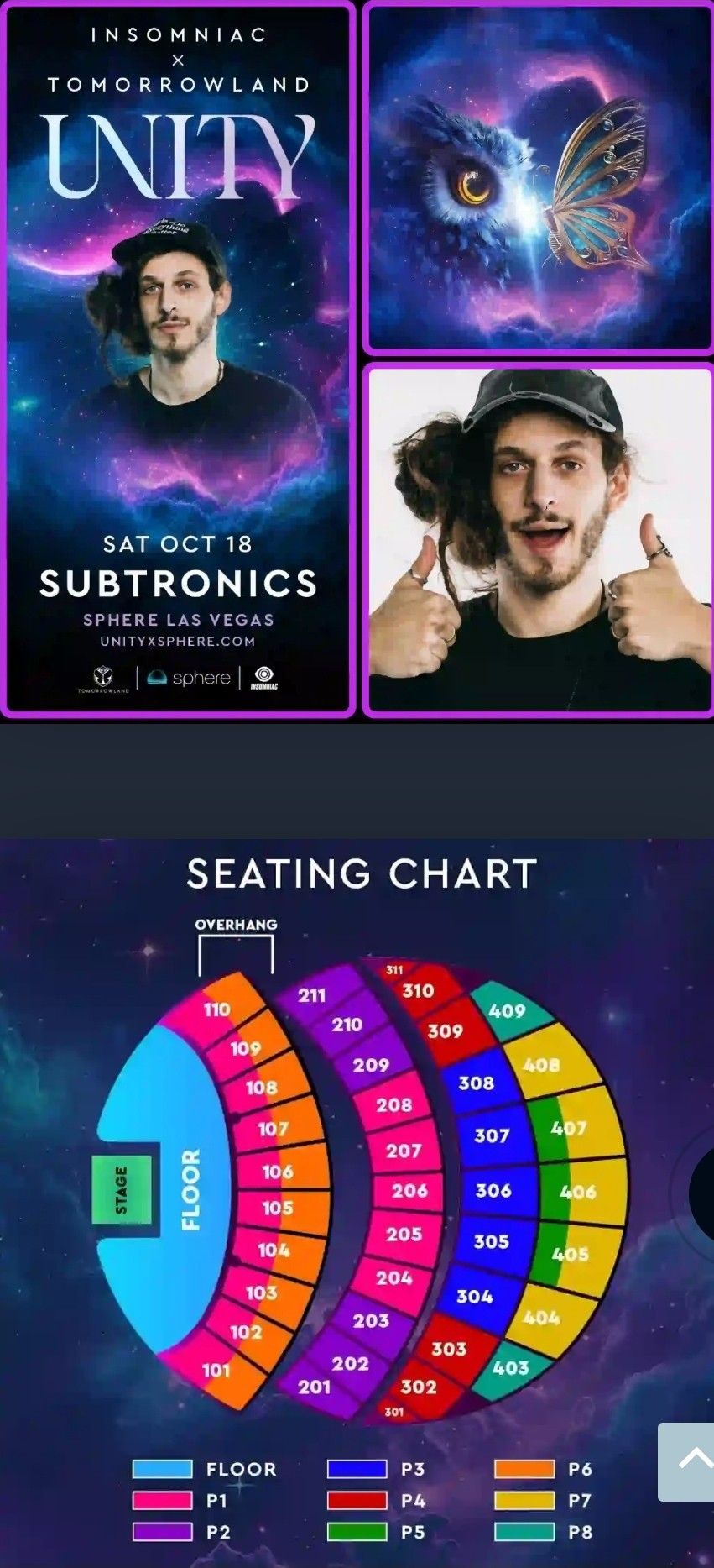 Subtronics / Unity Event Oct. 18 at The Sphere, 4 Tickets