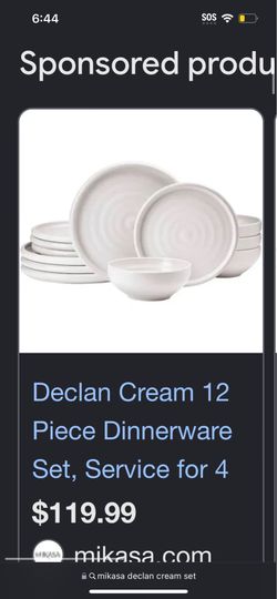 DECLAN CREAM 12 PIECE DINNERWARE SET, SERVICE FOR 4
