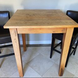 Bar Height Wood table and 2 Stools