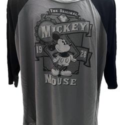 Disney Mickey Mouse 1928 Baseball Raglan Black and White Mickey Woman’s size 3