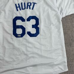 Kyle Hurt Signed Autograph Custom Jersey-Beckett Coa- Los Angeles Dodgers