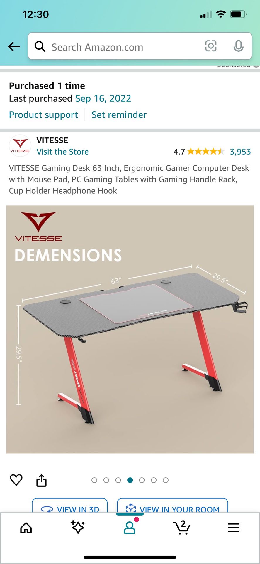 VITESSE Gaming Desk 63inch