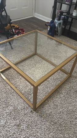 Gold Metal and Glass Coffee Table