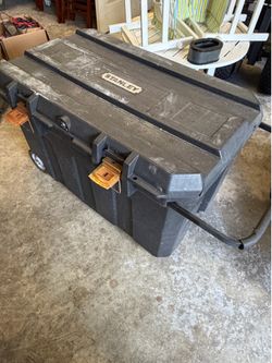 Stanley 50 Gallon Mobile Work Tool Box Bin Full of Extension Cords