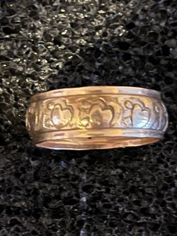Vintage Gold Filled Wedding Band with Hearts Size 8 1/2 Ring