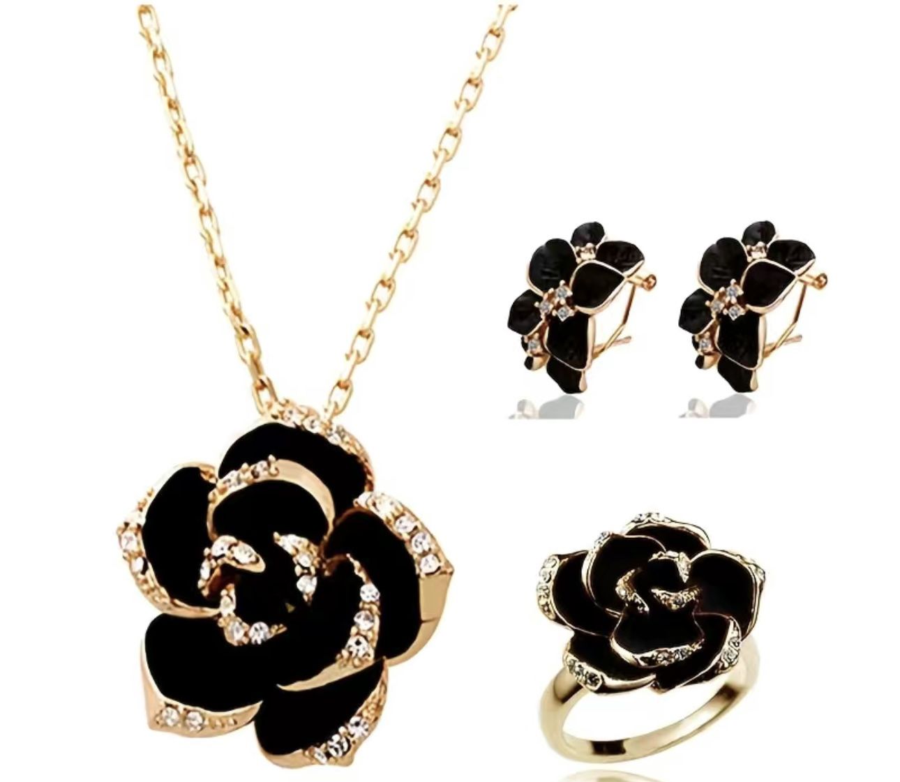 Black And Gold Flower Set