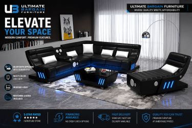 Futuristic Black LED Sectional w/ Bluetooth Speake | Financing Available