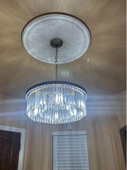 Tiered Modern/Traditional Chandelier with Crystal Accents for Living Room